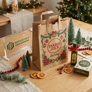 Kraftpapier-Geschenktüte mit Feiertagsdruck, geeignet für Einzelhandel und Geschenkverpackung