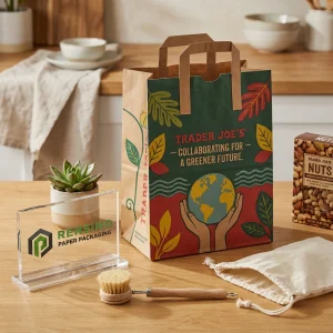 Bunte Papiertüte mit Griffen, geeignet für Einzelhandel, Geschenke oder Präsentationsverpackungen von RENSINO