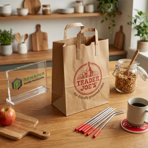 Kraftpapier-Geschenktüte mit Logodruck, geeignet für Einzelhandels- und Geschenkverpackungen, anpassbar mit Logodruck