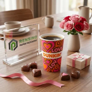 Tazza di Carta Colorata con Motivo a Cuore, Adatta per Imballaggio di Caffè e Bevande