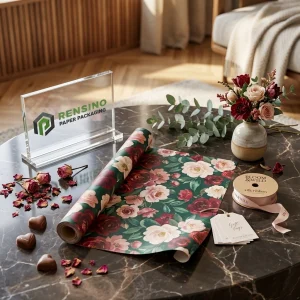 Carta da Regalo Stampata con Motivo Floreale e Branding Chiaro, Adatta per Confezioni di Fiori, Servizio OEM/ODM Disponibile