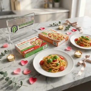 Boîte d'emballage en papier avec des images de nourriture, adaptée pour les aliments congelés ou l'emballage de détail, service OEM/ODM