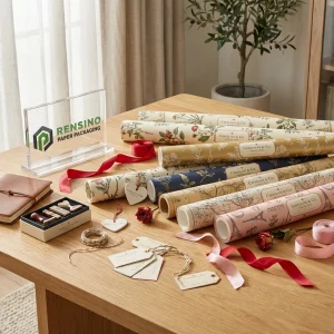 Bedruckte Blumenmuster-Wickelpapierrollen für Geschenke oder Einzelhandelsnutzung, individuelles Design verfügbar