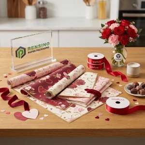 Carta da regalo floreale rosa e rossa con motivo stampato e design personalizzabile, adatta per imballaggio di fiori, servizio OEM/ODM disponibile