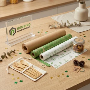 Carta da imballaggio Kraft e verde per alimenti con accessori per imballaggio alimentare, adatta per il confezionamento di alimenti o retail, servizio OEM/ODM disponibile