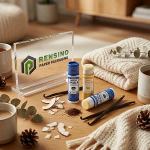 Tube en Papier Bleu et Jaune avec Texte Imprimé, Convient pour Utilisation Cosmétique, Impression de Logo Personnalisé Disponible