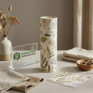 Printed Fabric Paper Tube with Floral Pattern, Suitable for Fabric or Retail Packaging, OEM/ODM Service Available