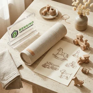 Embalaje de tubo de papel de tela de color natural con texto impreso “ZARA HOME”, adecuado para embalaje de tela o venta al por menor, diseño personalizado disponible