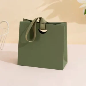 Art Paper Bags with Ribbon Handles for Jewelry, Cosmetics, and Apparel Packaging