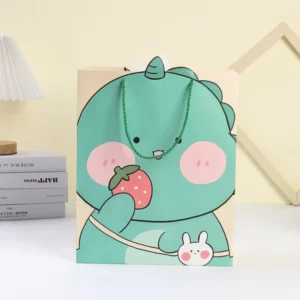 Assorted Cartoon Animal Printed Corrugated Paper Bags for Kids Holiday Gifts