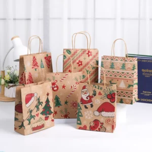 Best Seller Christmas Small Paper Gift Bag Customized Paper Shopping Bags With Logo Brown White Kraft Paper Bags
