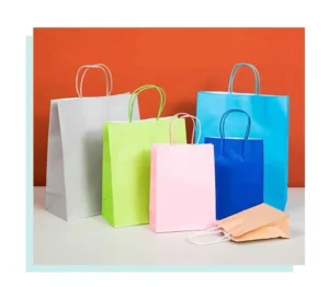 Biodegradable Colorful Kraft Paper Shopping Gift Bags with Twisted Handles