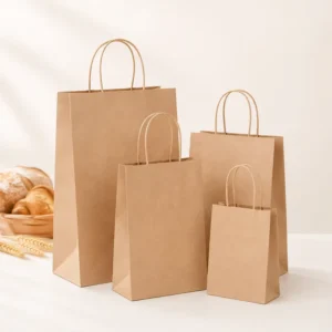 Biodegradable Custom Kraft Paper Bag with Twist Handles for Food Delivery, Bakery, and Supermarket Use, Bulk OEM