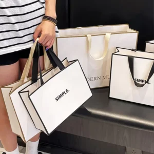 Biodegradable Eco-Friendly Kraft Paper Gift Shopping Bags For Clothing Stores And Supermarkets