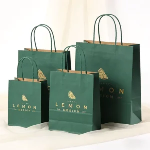 Biodegradable Recyclable Kraft Paper Shopping Bag with Durable Handles and Flexographic Printing