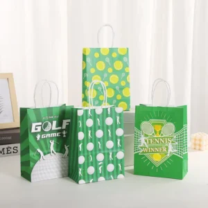 Biodegradable Recycled Kraft Paper Tote Bag for Golf Gift Packaging and Sports Ball Parties
