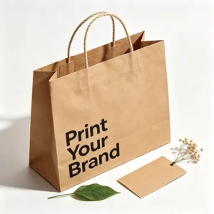 Biodegradable Square Bottom Paper Bags with Cotton Ribbon Handles and Custom Logo Printing