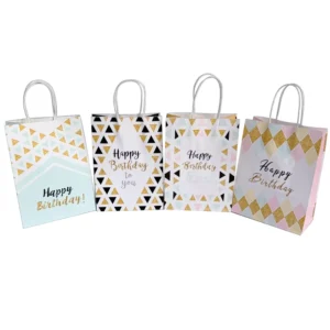 Birthday Gift Bags, Kraft Paper, with Handles, Eco-Friendly, Party Favors