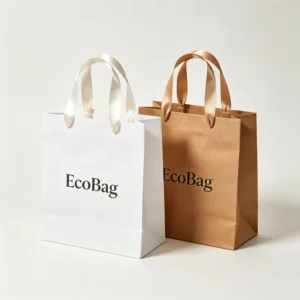Black Custom Cardboard Shopping Gift Bags with Handles and Logo Print for Shoes and Boutiques