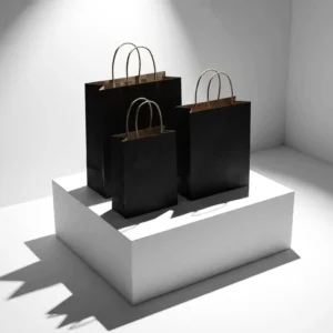 Black Kraft Paper Gift Bags with Kraft Paper Handles, Recyclable and Reusable