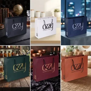 Black Paper Gift Bags for Clothing, Custom Printed Logo