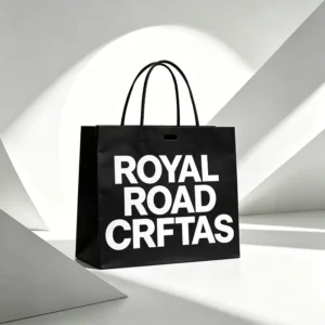 Black Paper Shopping Bag, Custom Printed Logo, Rope Handle, Clothing Retail Packaging