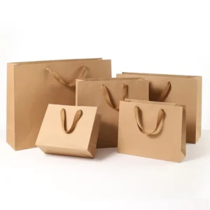 Brown Kraft Cardboard Gift Shopping Bag with Custom Logo and Handles