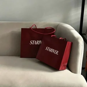 Burgundy Custom Logo Paper Shopping Bag for Boutique Jewelry and Cosmetics
