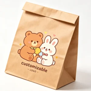 Cartoon Animal Kraft Paper Tote with Cotton Rope Handle, Animal Print, and Custom Logo for Kids