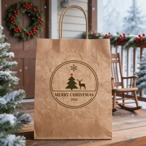 Christmas Eve Gift Bags Set Kraft Paper for Family Celebration