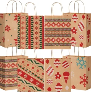 Christmas Kraft Gift Bags Custom Design