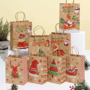 Christmas Kraft Paper Gift and Storage Bag with Logo Printing