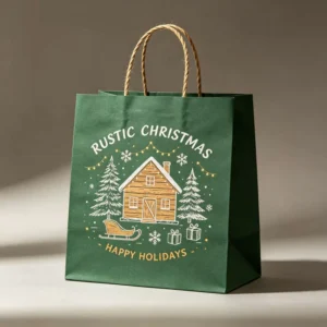 Christmas Pattern Kraft Paper Gift Bags with Handles and Custom Print
