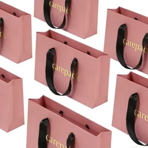 Coated Art Paper Gift Bag with Ribbon Handles