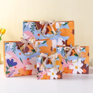 Color Printed Clothing Birthday Gift Paper Bag with Luxury Ribbon