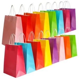Colored Kraft Gift Packaging Bags with Twist Paper Handles