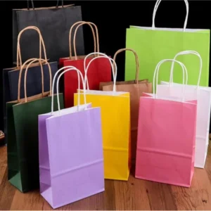 Colored Paper Shopping Bag with Paper String Handles