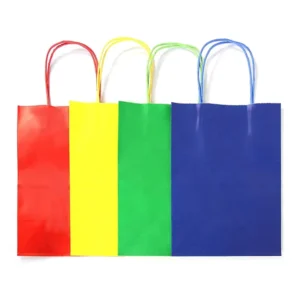 Colorful Kraft Eco Craft Paper Carry Bags with Paper Handles