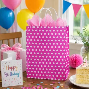 Colorful Kraft Paper Gift Bags with Customized Design for Birthday Gifts and Candy