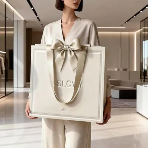 Compostable Cardboard Shopping Gift Bags for Candy and Clothing with Christmas Design