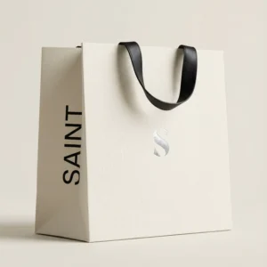 Cosmetics Clothes Packaging Art Paper Bags with Ribbon Handle Offset Printing Recyclable Custom Shopping Bags
