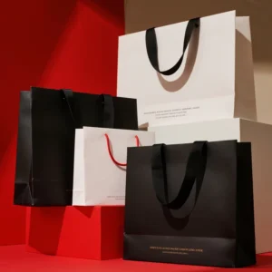 Custom Art Paper Gift Bag with Handle, Recyclable and Machine-Made, With Custom Logo
