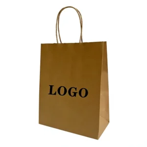 Custom Biodegradable Eco Friendly Brown White Black Supermarket Shopping Kraft Paper Bags With Twisted Handles
