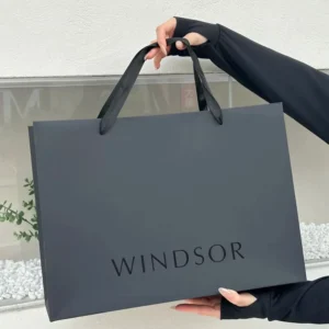 Custom Black Cloth Paper Gift Bag with Logo Print and Handles for Small Business
