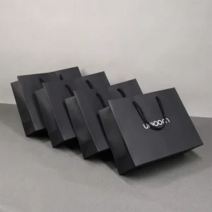 Custom Black Luxury Clothing Garment Paper Bags With Your Own Logo Handles Retail Promotional Shopping Gift Paper Packaging Bag