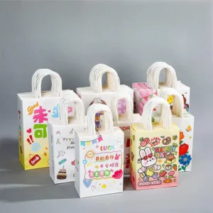 Custom Christmas Gift Paper Bag with Ribbon Handle, Paper Bag Manufacturers