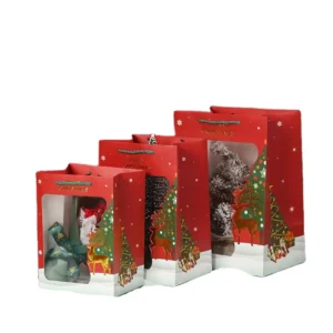 Custom Christmas Gift Paper Bags with Ribbon Handle