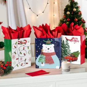 Custom Christmas Gift Shopping Bags with Handles for Weddings and Birthdays