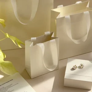Custom Classic Eco-Friendly Paperboard Gift Bag with Ribbon Handle for Craft & Candle Use