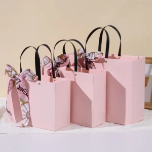Custom Color Paper Shopping Gift Bags for Birthday, Christmas, and Party Use with Logo